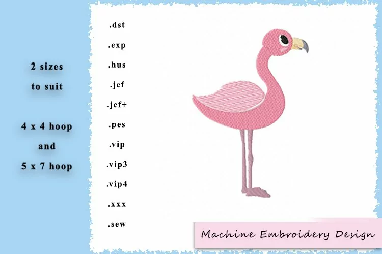 Pink Flamingo Machine Embroidery Design