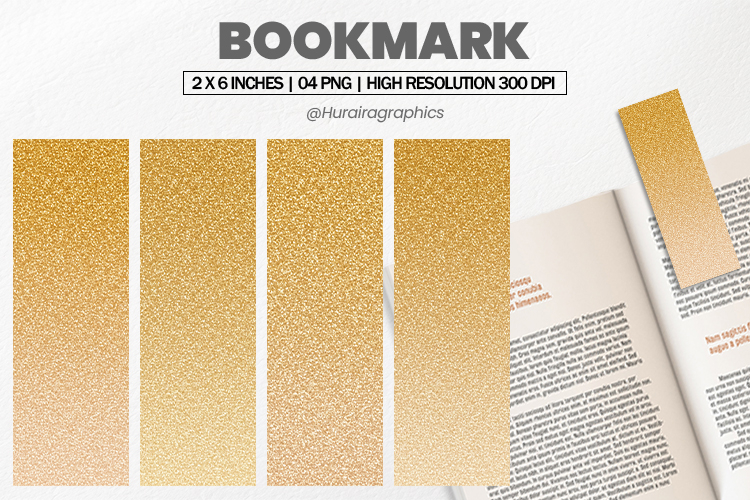 Gold Ombre Glitter Bookmark PNG, Bookmark Sublimation