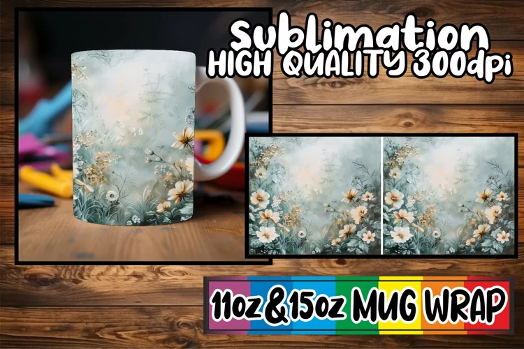 Abstract Springtime Fantasy Mug Wrap 11oz 15oz Sublimation