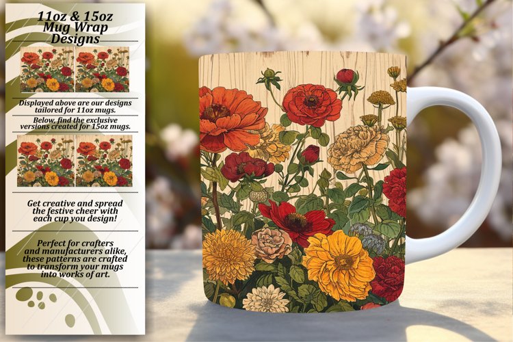 Botanical Blossom Mug Sublimation Art 11oz