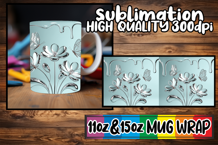 Bright smiles 11oz 15oz mug wrap, 3D Flowers