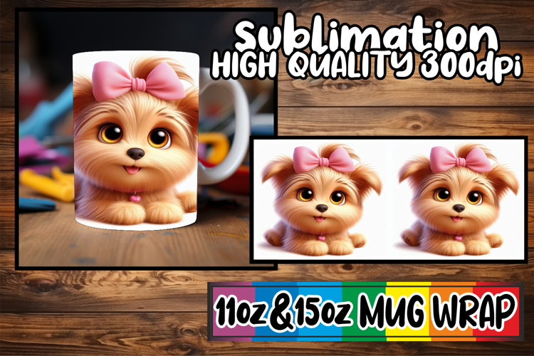 Playful afternoons 11oz 15oz sublimation wrap, 3D Dog