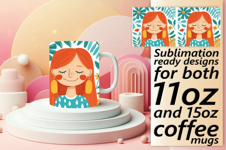 Stunning Watercolor Mug Wrap with Female Portrait 11oz/15oz