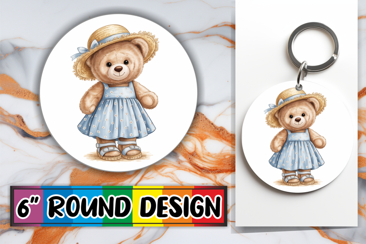Joyful Car Coaster Round Design, Teddy Bear