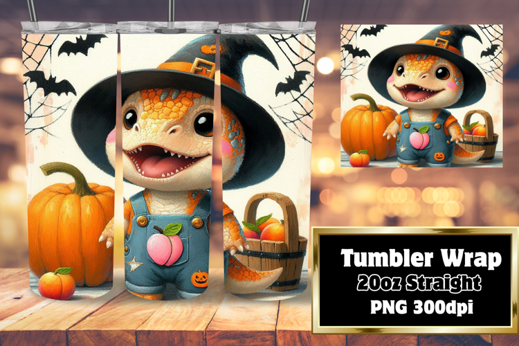 STUNNING 20oz Sublimation Tumbler , Halloween Dino