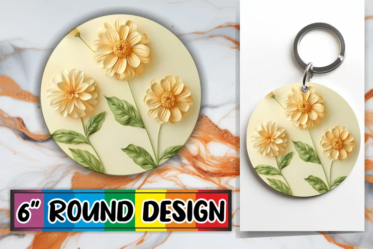 Blossom Radiance: 3D Circle Design Sublimation