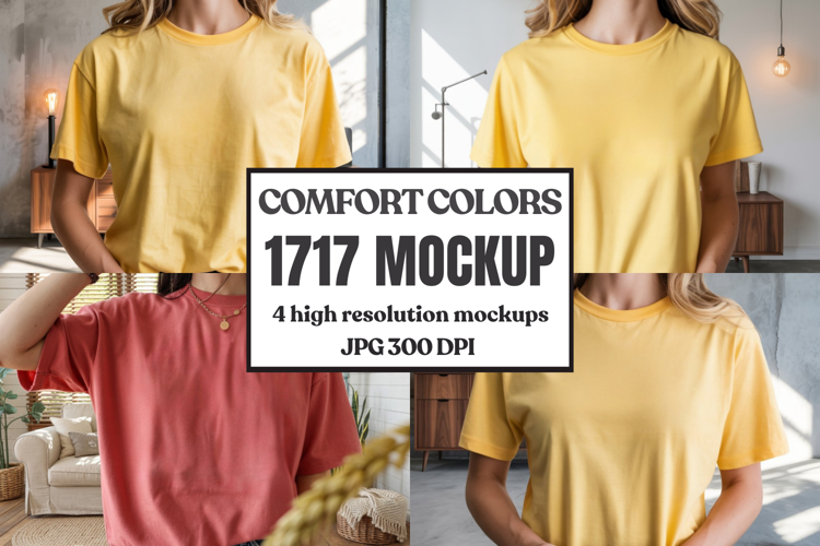Comfort Colors 1717 Yellow T-Shirt Mockup
