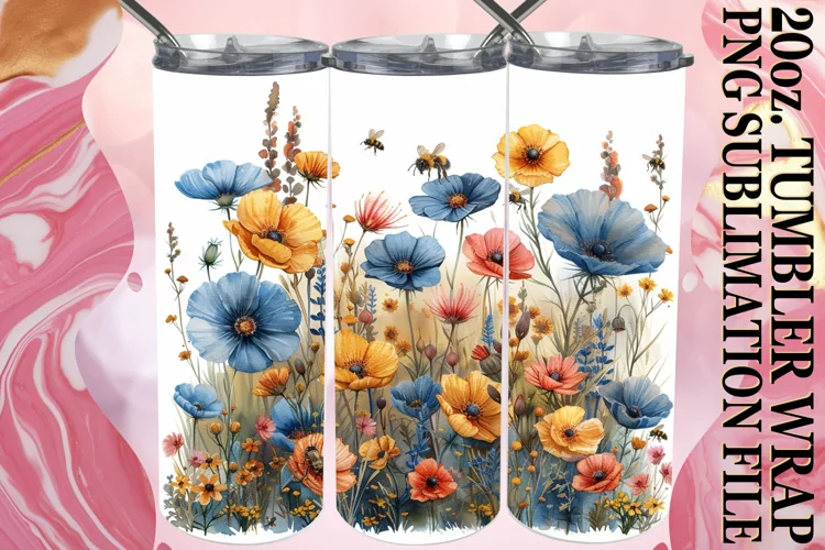 Vibrant Spring Flower Pattern Tumbler Sublimation