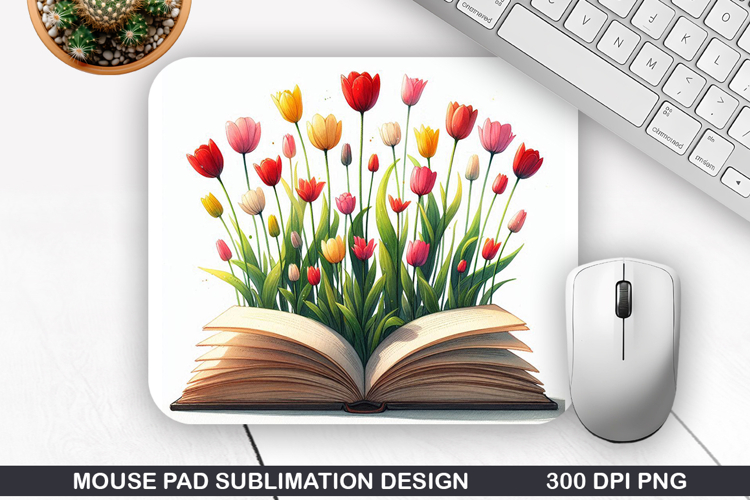 Book Flower Mouse Pad Sublimation, Animals Mouse Pad PNG