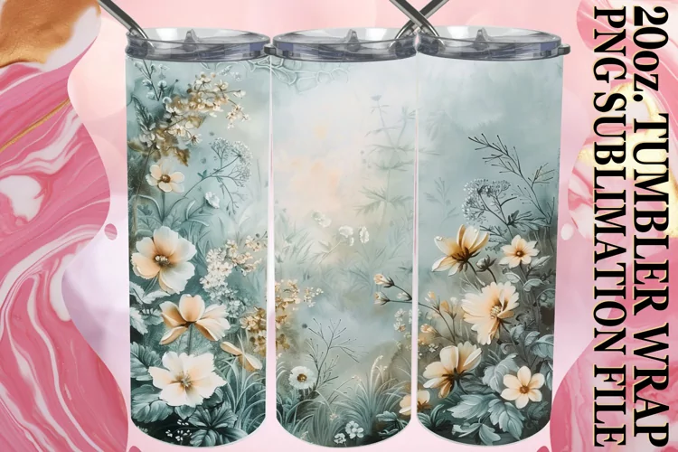 Whimsical Petal Paradise Tumbler Wrap, Colorful Fantasy