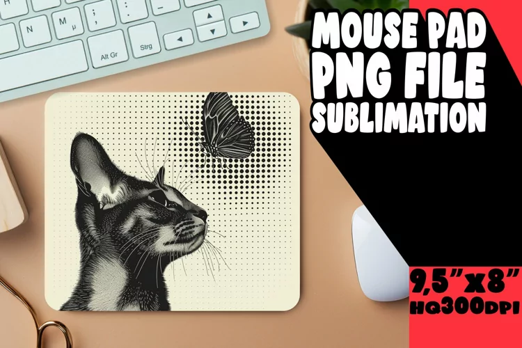 Cheerful Cat Design Mouse Mat