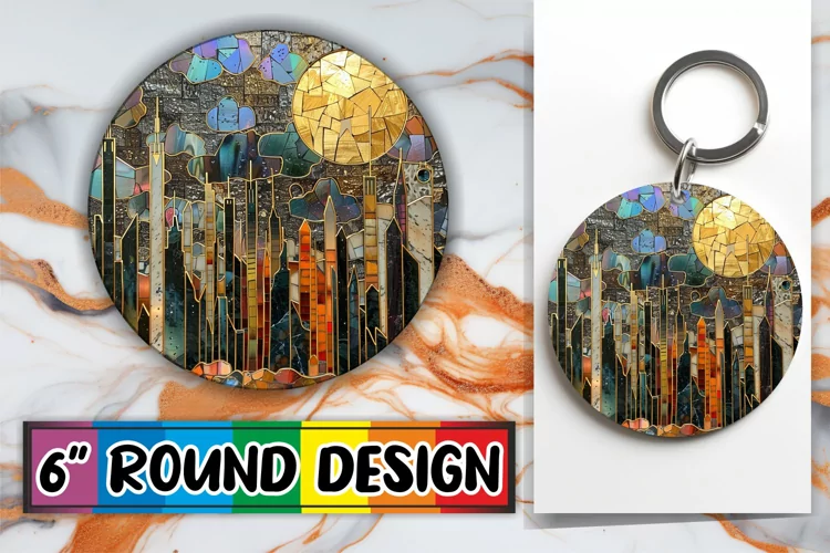 Radiant Round Keychains: Mosaic Marvels