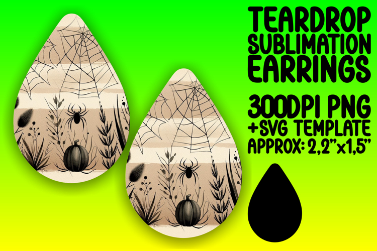 Chic Teardrop Earrings Template Art , Halloween
