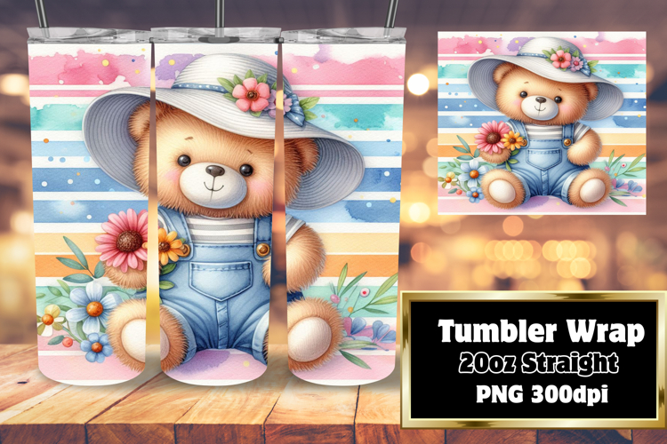 Sublimation Graphics for 20oz Tumbler , Teddy Bear