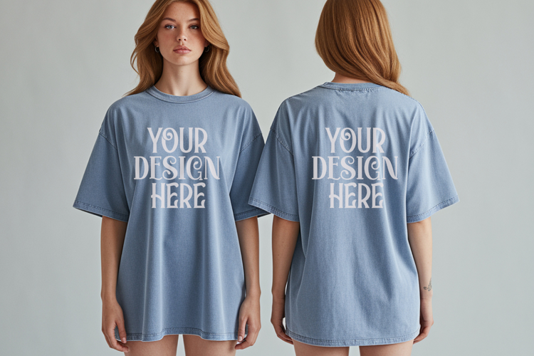 Granite Comfort Colors 1717 Front & back T shirt Mockup