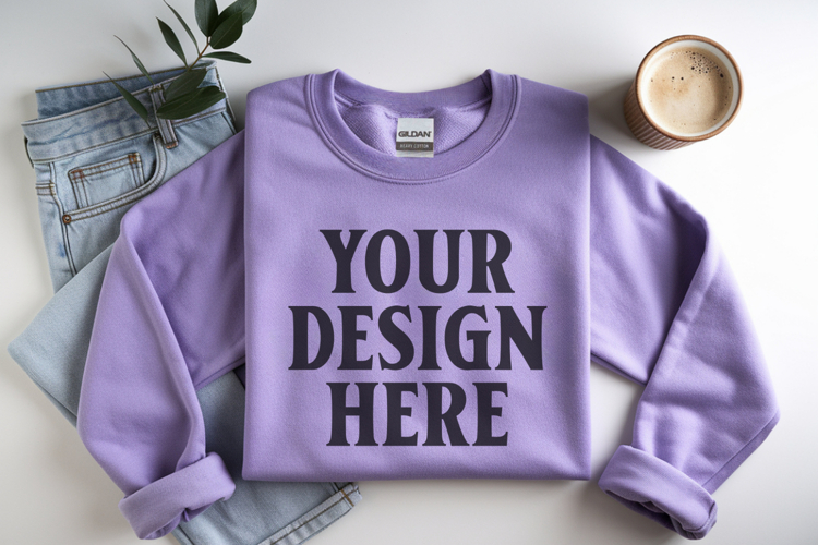 Daisy Gildan 18000 Folded Flat Lay Mockups