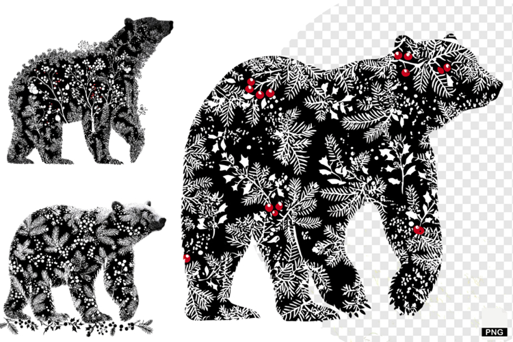 Chinoiserie Christmas Silhouette Clipart