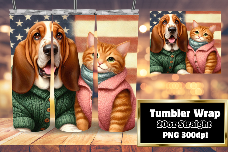 Sublimation Ready 20oz Tumbler , Dog and cat