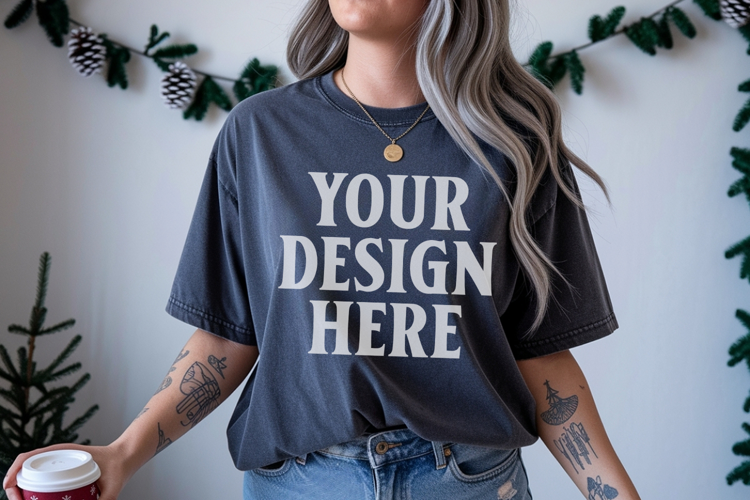 Pepper Christmas Comfort Colors 1717 TShirt Mockup, CC 1717