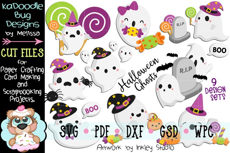 Halloween Ghosts Bundle - 9 Cut File Designs - SVG example image 1