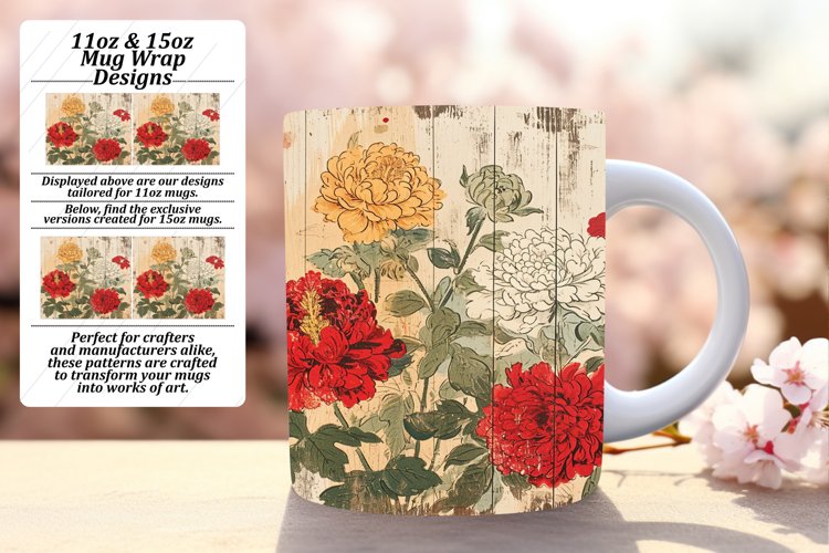 Charming Floral Pattern Mug Wrap Design 15oz