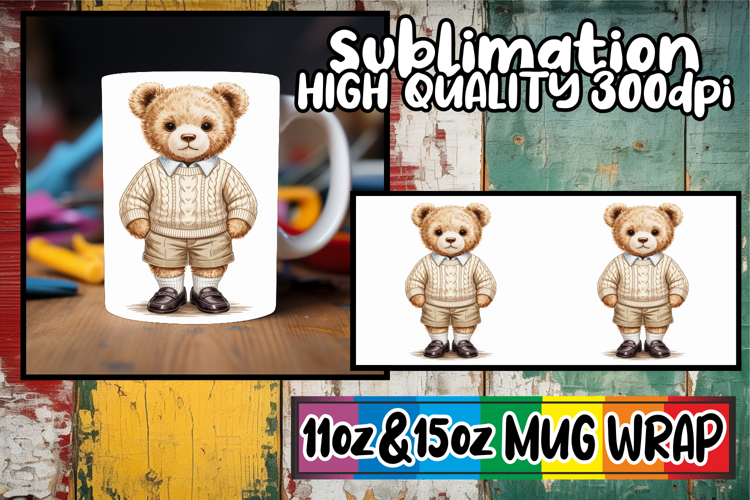 Bright horizons sublimation print wrap, Teddy Bear