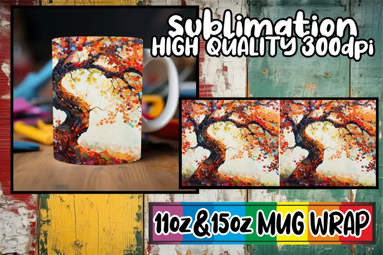 Colorful Canopy Mug Sublimation Wrap - Spring Design