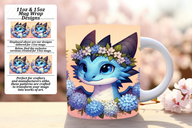 Charming 11oz Mug Wrap Png Template , Dragon