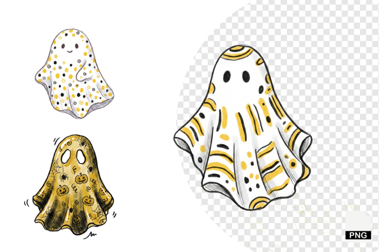 Doodle Halloween Ghosts PNG