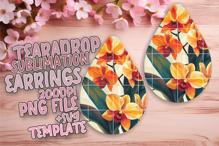 Whimsical Floral Feast Sublimation Teardrop Earring Design