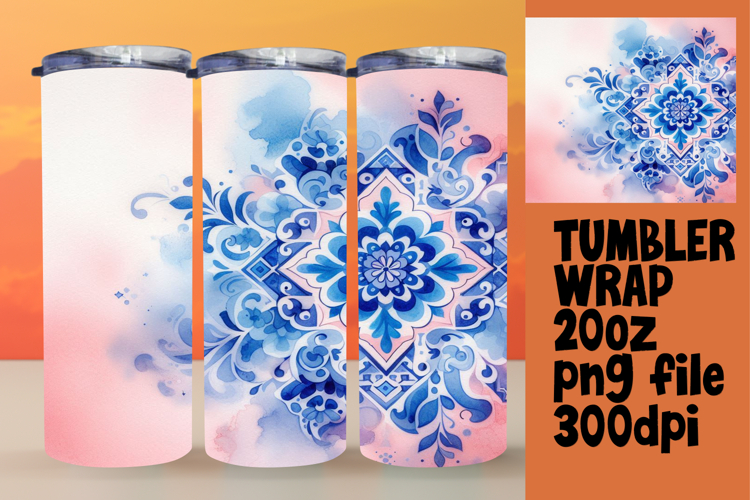 LUXURIOUS 20oz Tumbler Template , Watercolor Patter