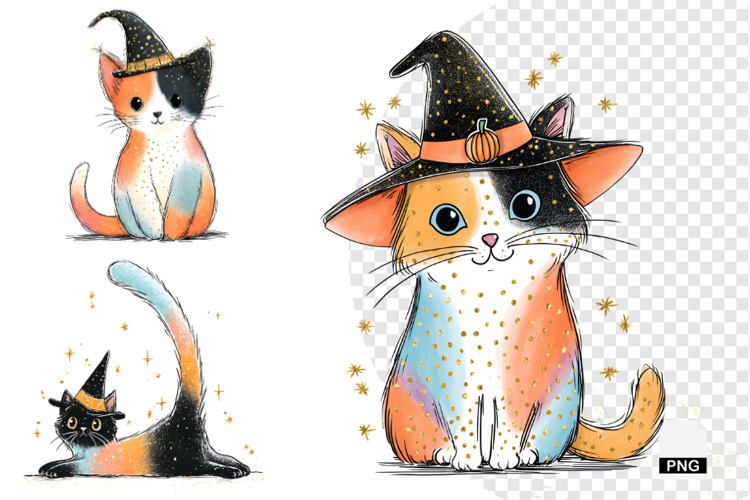 Whimsical Halloween Cat Clipart