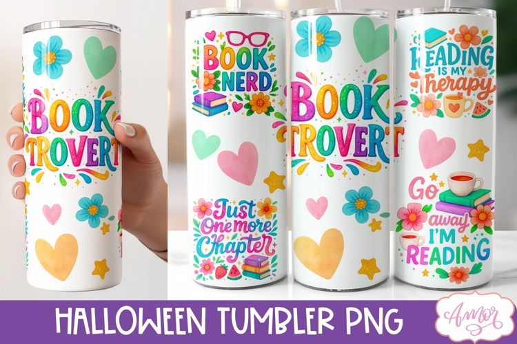 Book trovert tumbler wrap PNG| Book lover tumbler wrap
