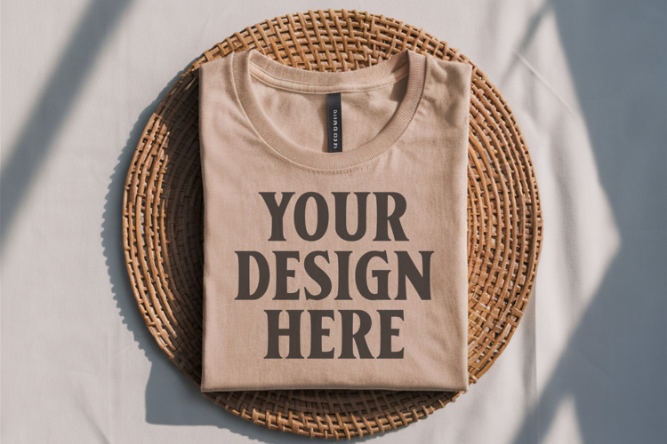Heather Dust Bella Canvas 3001 Flat Lay T-Shirt Mockup