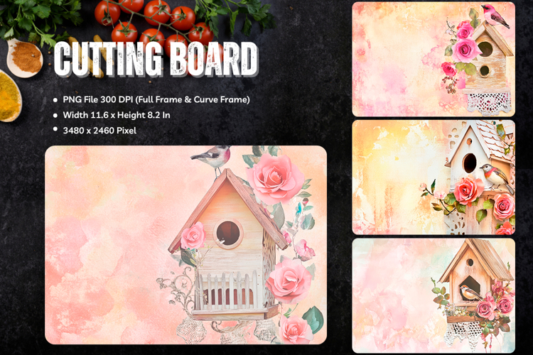 Birds Nest Cutting Board Bird House Flower Chopping Board