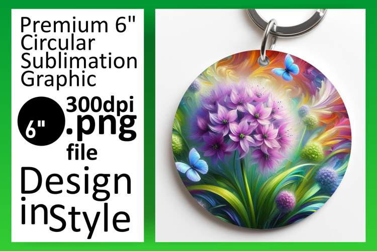 Gorgeous Circle Design Keychain PNG , Flowers
