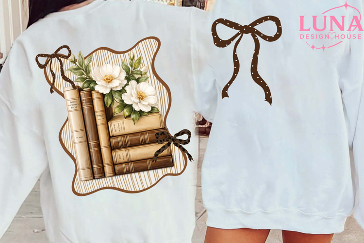 Colorful Boho Floral Bookworm Png, Bookish Png, Preppy Book