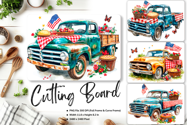 Patriotic Cutting Board USA Flag 4 of July Chopping Board126