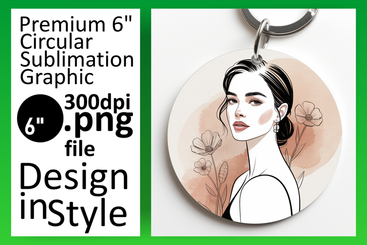 Sophisticated Circle PNG Keychain Artwork , Beauty Woman