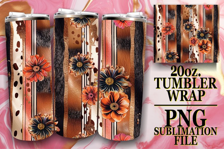 Chic 3D Leopard and Flower Tumbler Wrap Designs