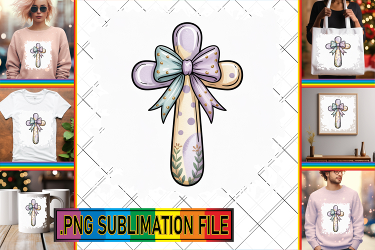 Cheerful PNG Designs for TSHIRTS, Cross and Bow