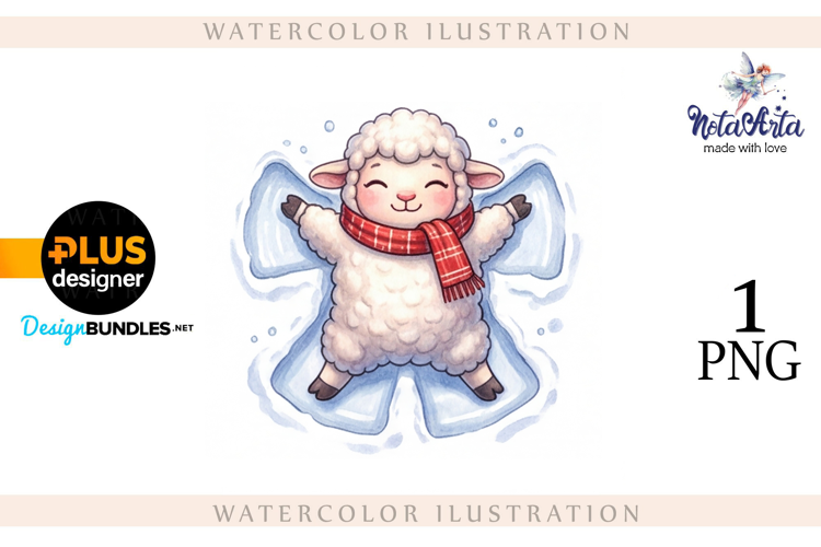 Christmas Sheep in Watercolor Style