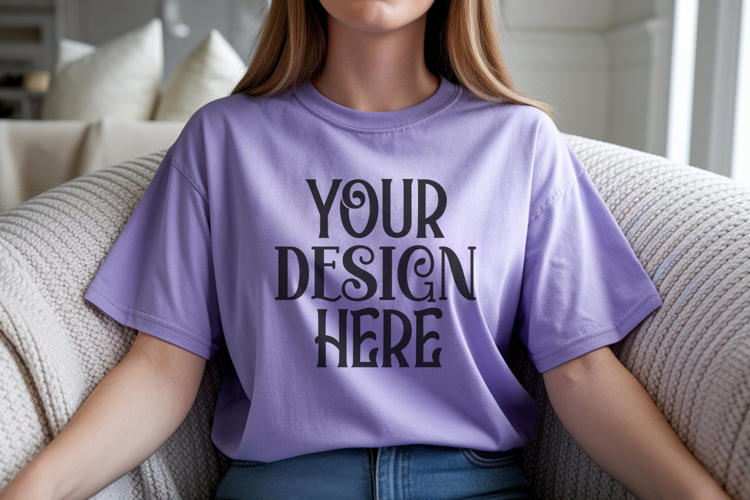 Violet Comfort Colors 1717 T-shirt Mockups,1717 Mockups