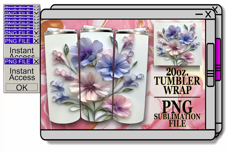 Colorful Dreamy Flower 3D 20oz Design