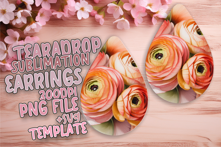 Charming Teardrop Earrings Template for DIY , Flowers