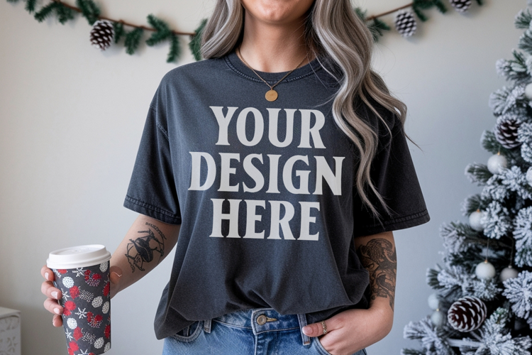 Pepper Christmas Comfort Colors 1717 TShirt Mockup, CC 1717