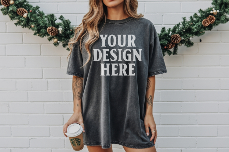 Christmas Comfort Colors 1717 Pepper TShirt Mockup, CC 1717