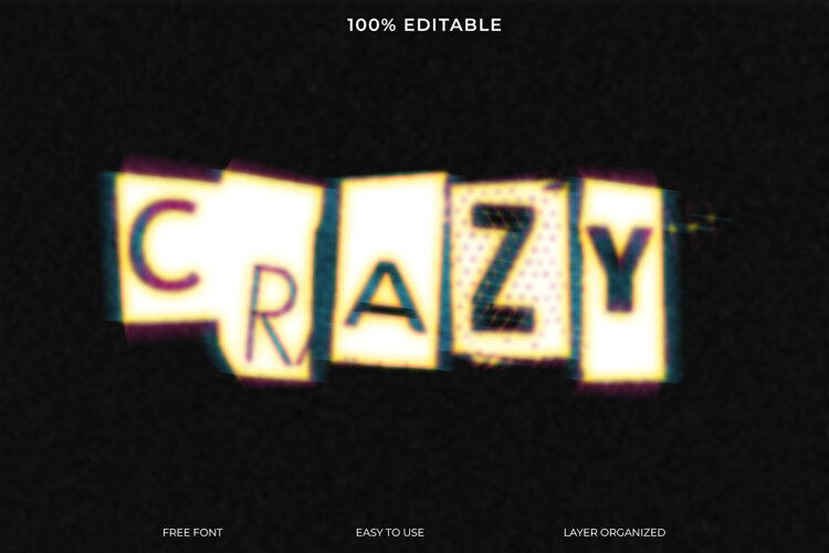 Crazy Retro Glitch Text Effect Photoshop Template (6080709)
