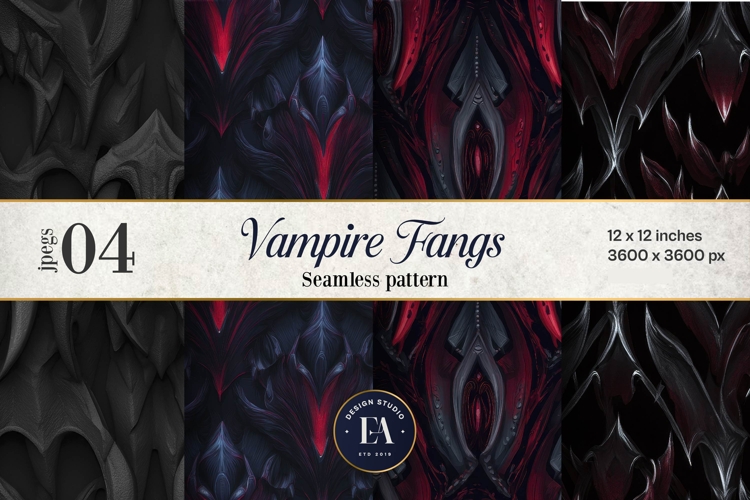 Vampire Fangs Pattern, Dark Gothic Teeth Digital Paper