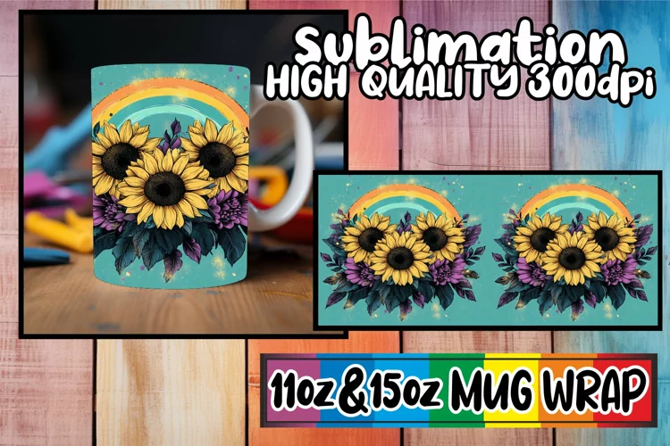 Luminous vibes sublimation mug wrap, Flower